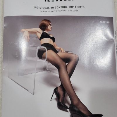 Wolford Women's Black Solid Individual 10 Control Top Pantyhose Size XS